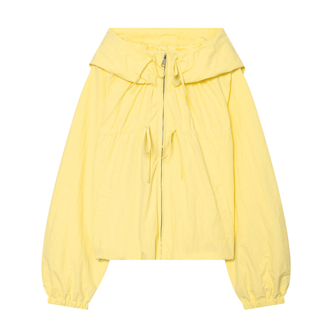 Damen Kapuzen-Cropped-Outdoorjacke mit Tunnelzug und elastischem Saum Drune