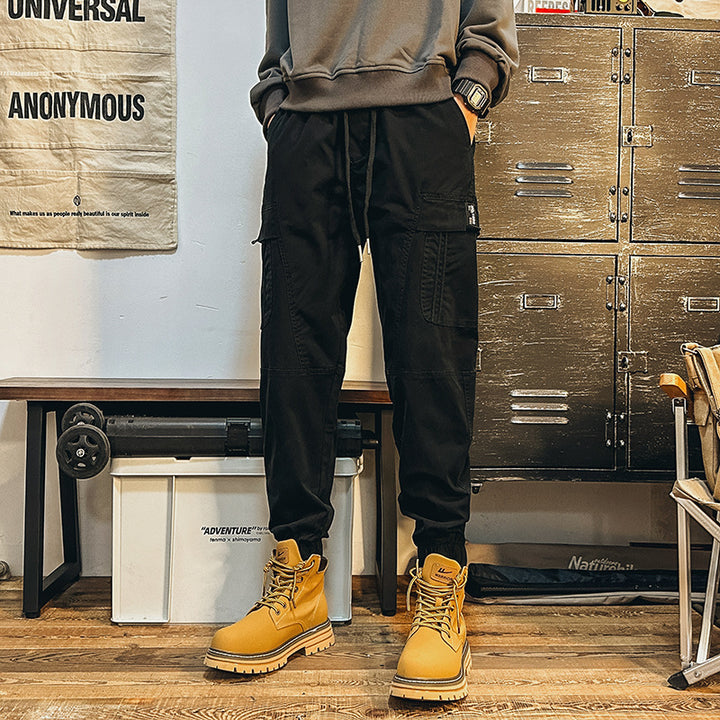 Herren Cargo-Joggerhose mit großen Pattentaschen, elastischem Bund und Gummbündchen Drune