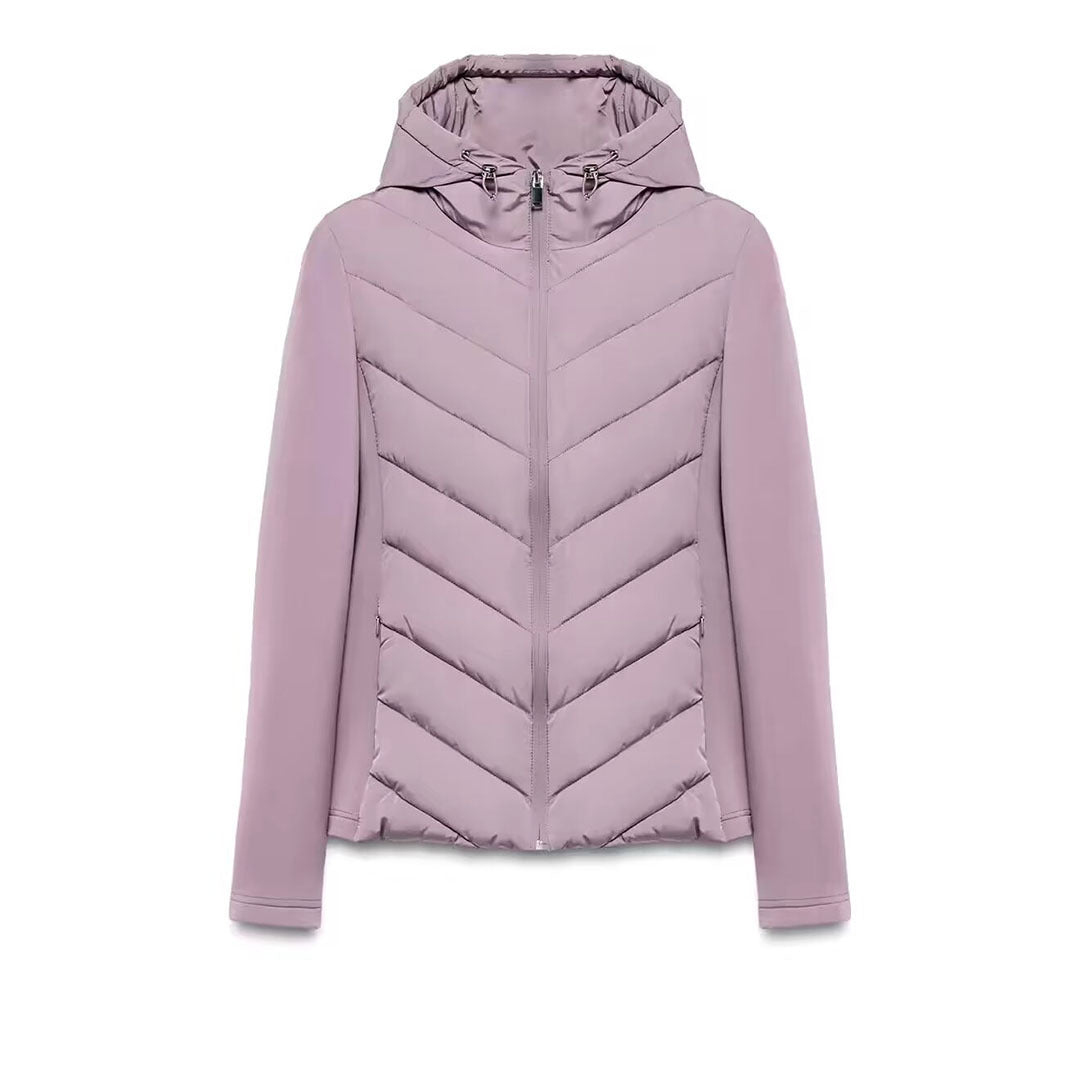 Damen Hybrid-Steppjacke mit Wattierung, Kapuze und elastischen Ärmel-Einsätzen Drune