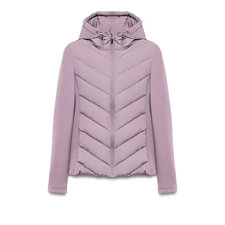 Damen Hybrid-Steppjacke mit Wattierung, Kapuze und elastischen Ärmel-Einsätzen Drune