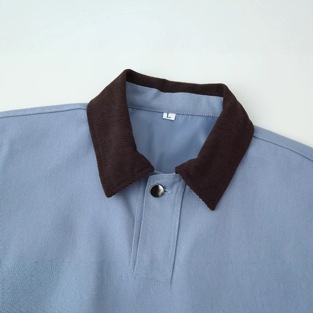Damen Overshirt‑Jacke mit Kordkragen, aufgesetzten Taschen und Druckknopfleiste Drune