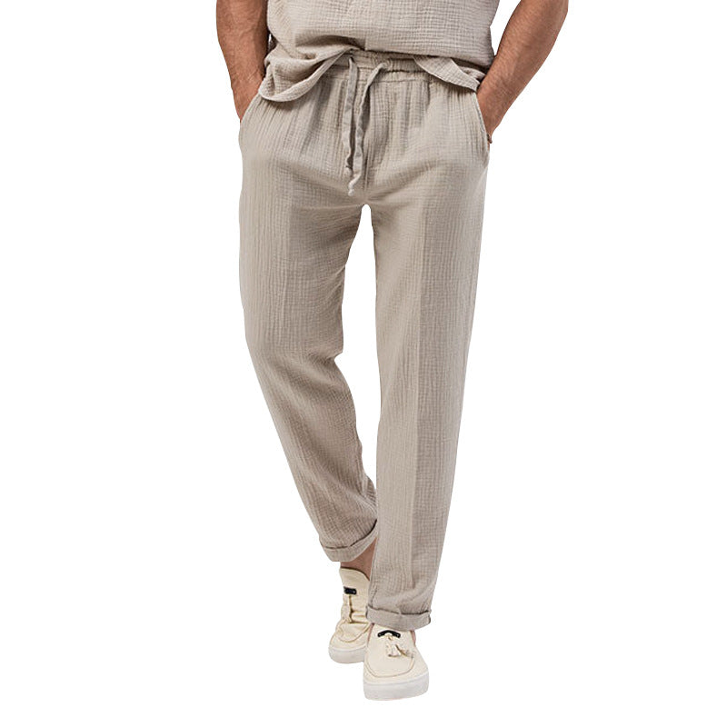 Herren nan lässige Leinen-Relaxhose mit elastischem Tunnelzugbund und praktischen Seitentaschen Drune