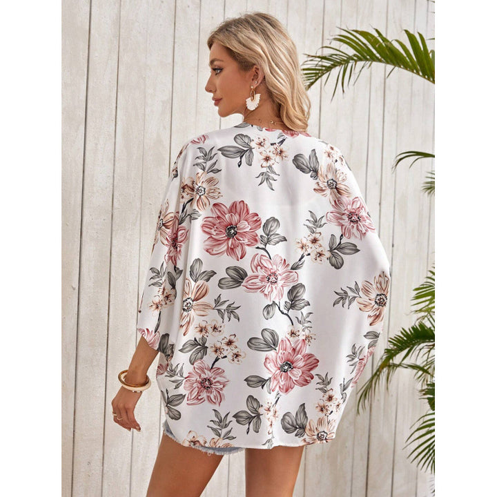 Damen Modischer Kimono mit floralem Design und weit geschnittenen Ärmeln Drune