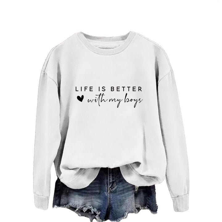 Damen gemütlicher Rundhals-Sweater mit inspirierendem Aufdruck Drune