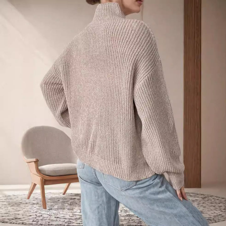 Damen Grobstrickpullover mit Rollkragen und lässigem Schnitt Drune
