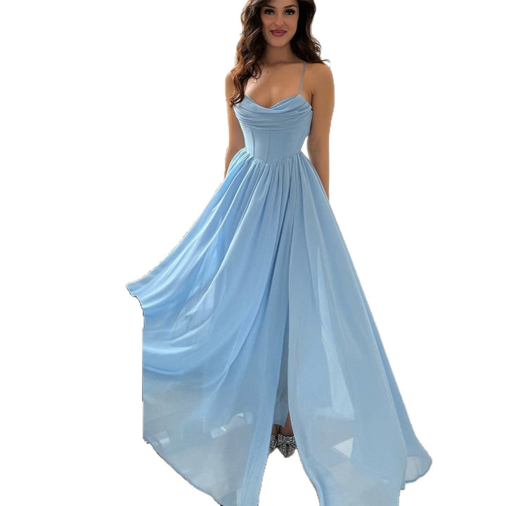 Damen Maxikleid mit zarten Raffungen und eleganter A-Linien-Form Drune