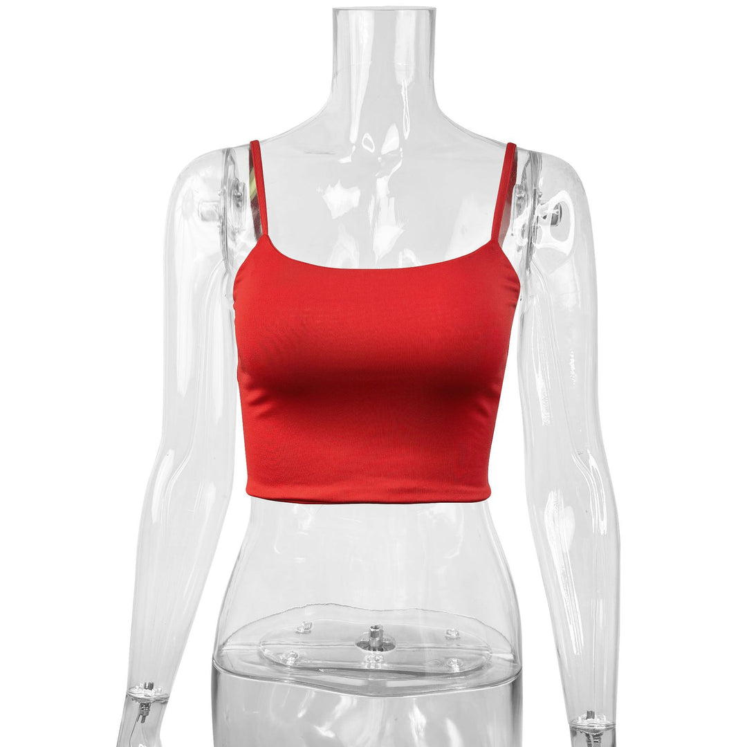 Damen Figurbetontes Crop-Top aus elastischem Material mit Spaghetti-Trägern Drune