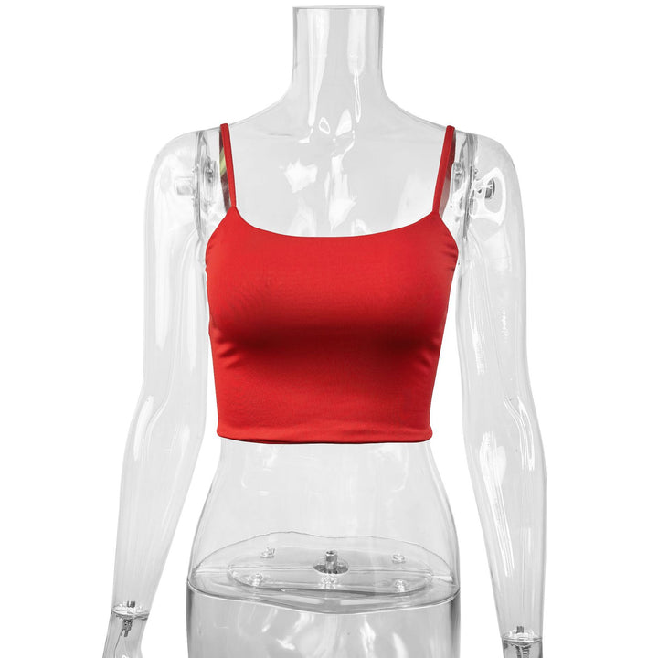 Damen Figurbetontes Crop-Top aus elastischem Material mit Spaghetti-Trägern Drune