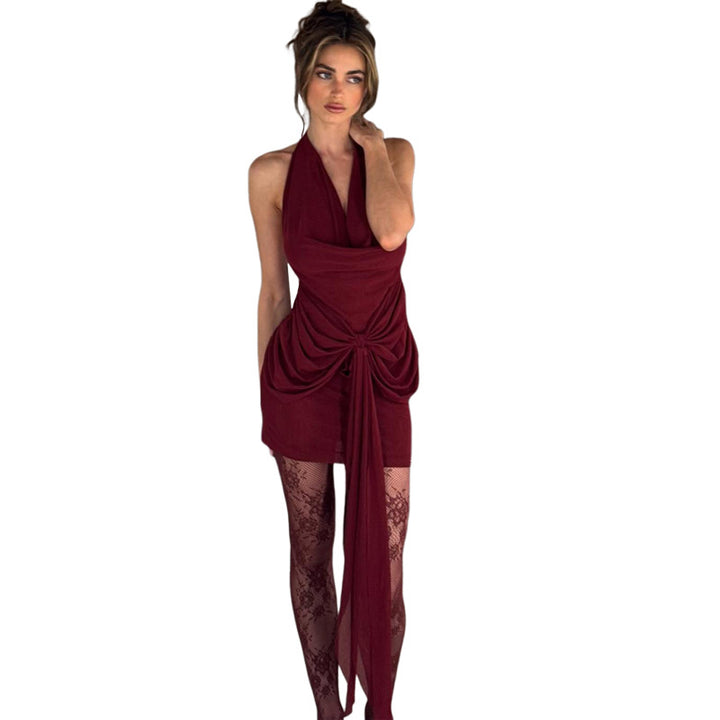 Damen Kurzkleid mit eleganter Wickel-Optik und verspielten Drapierungsdetails Drune