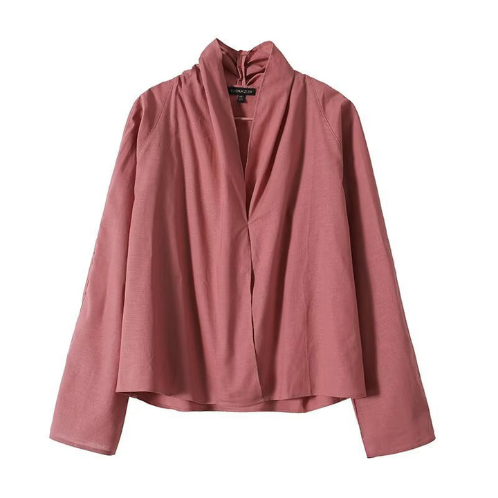 Damen Leichte Viskose‑Bluse mit offenem Schalkragen und kastiger Silhouette Drune