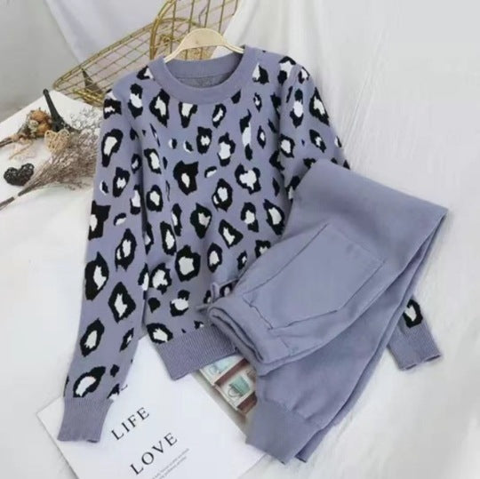 Damen stylisches Freizeitstrickset mit hohem Kragen Drune