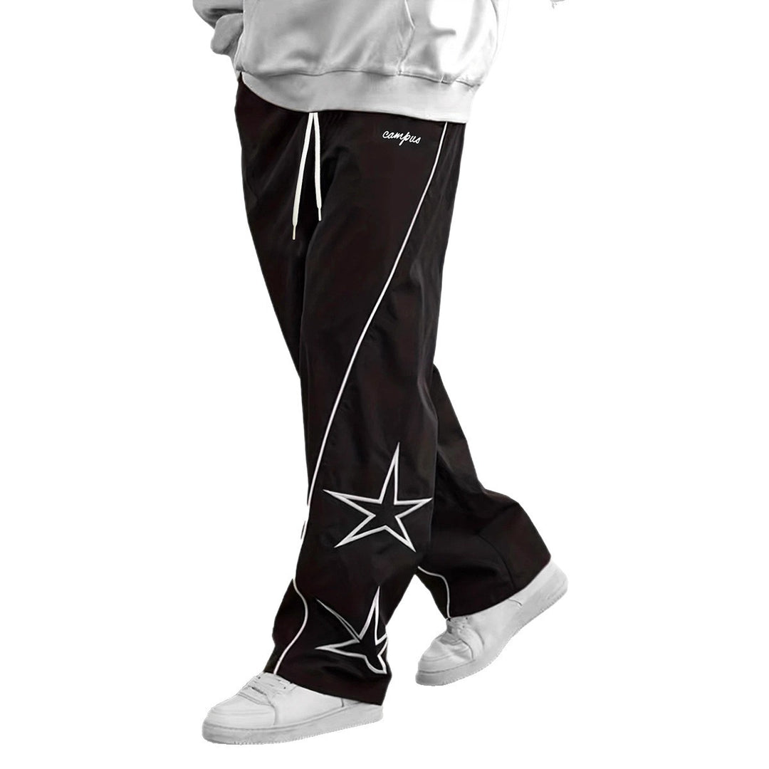Herren Weite Trackpants mit Kontrastpaspel, Kordelzug und Sternapplikation Drune