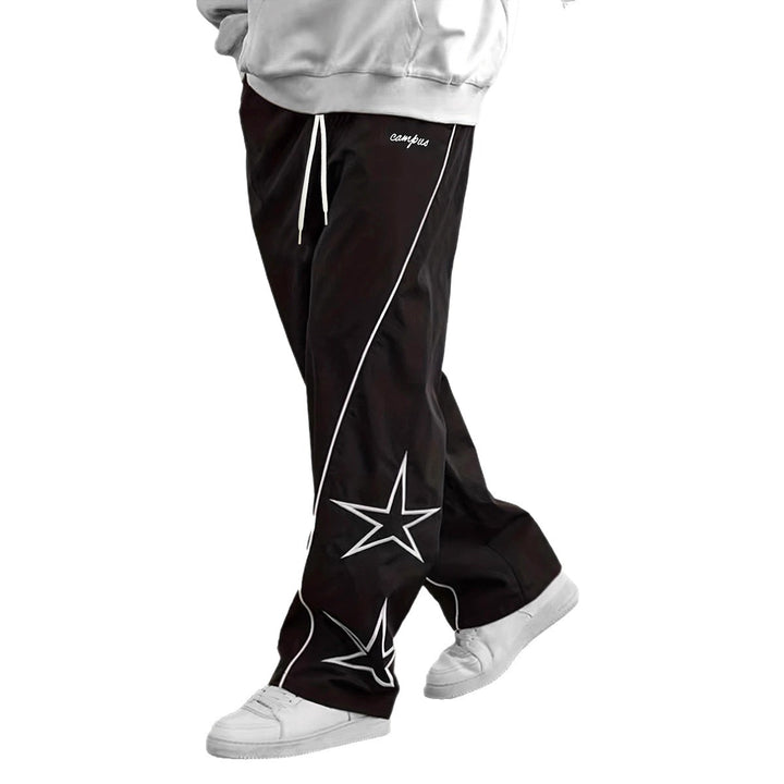 Herren Weite Trackpants mit Kontrastpaspel, Kordelzug und Sternapplikation Drune