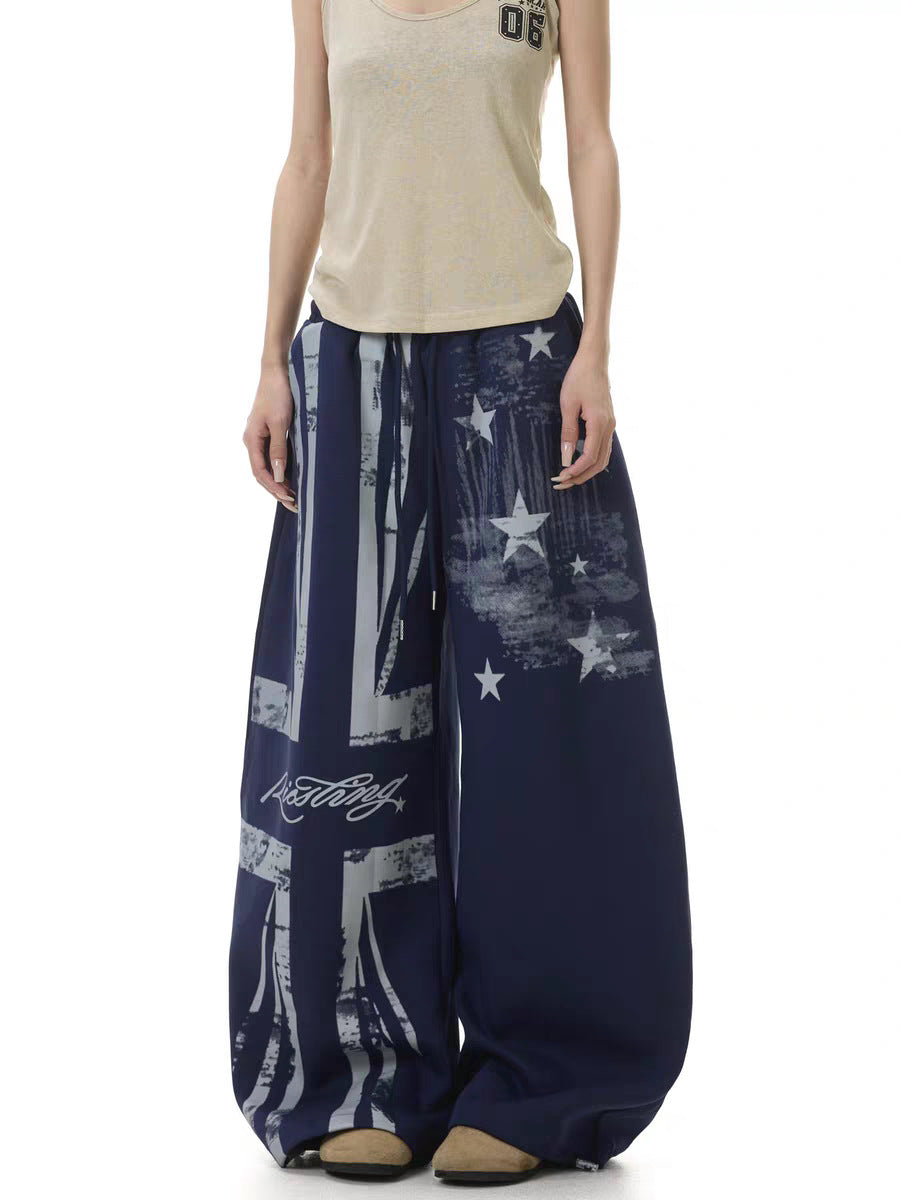 Damen Lässige Übergröße Sweatpants mit grafischen Designelementen Drune