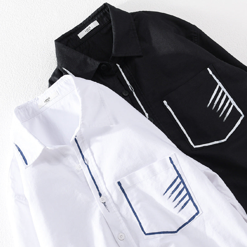 Herren Leichtes Baumwoll-Overshirt mit Kontrastnaht und aufgesetzter Brusttasche Drune