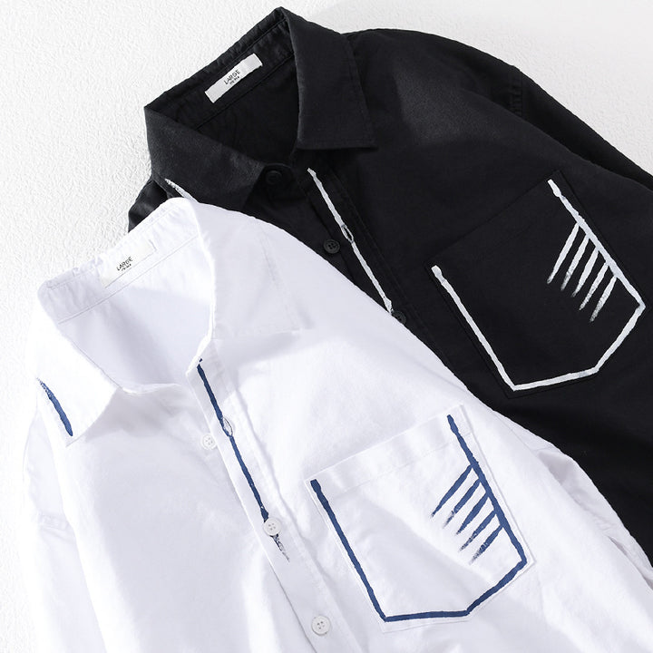 Herren Leichtes Baumwoll-Overshirt mit Kontrastnaht und aufgesetzter Brusttasche Drune