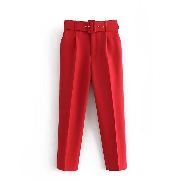 Damen weite Hochbundhose mit schickem Gürtel Drune