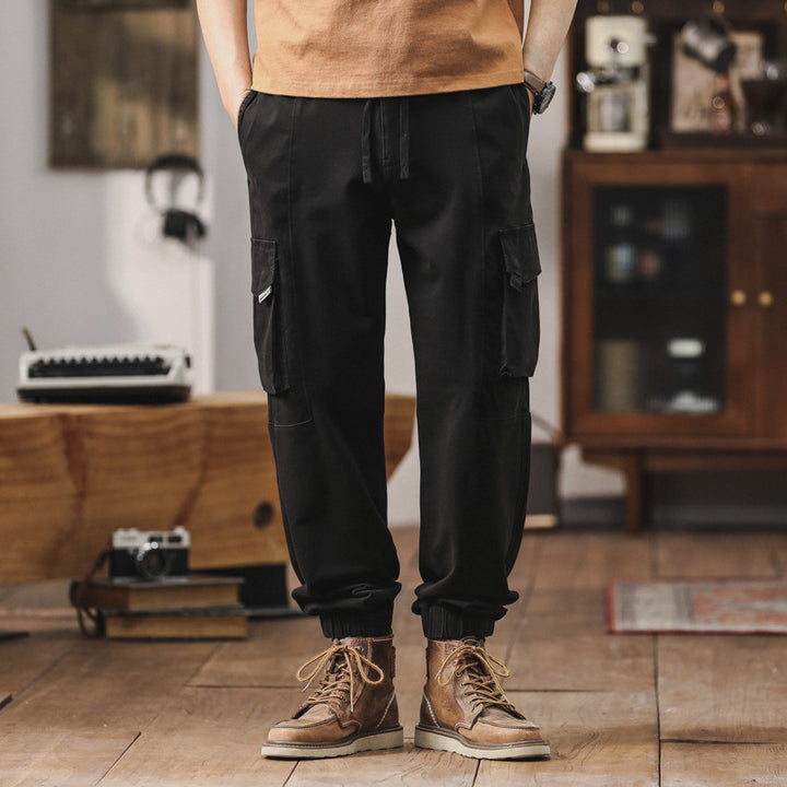 Herren Locker geschnittene Cargo-Jogginghose mit elastischem Bund und Mehrfach-Taschen Drune