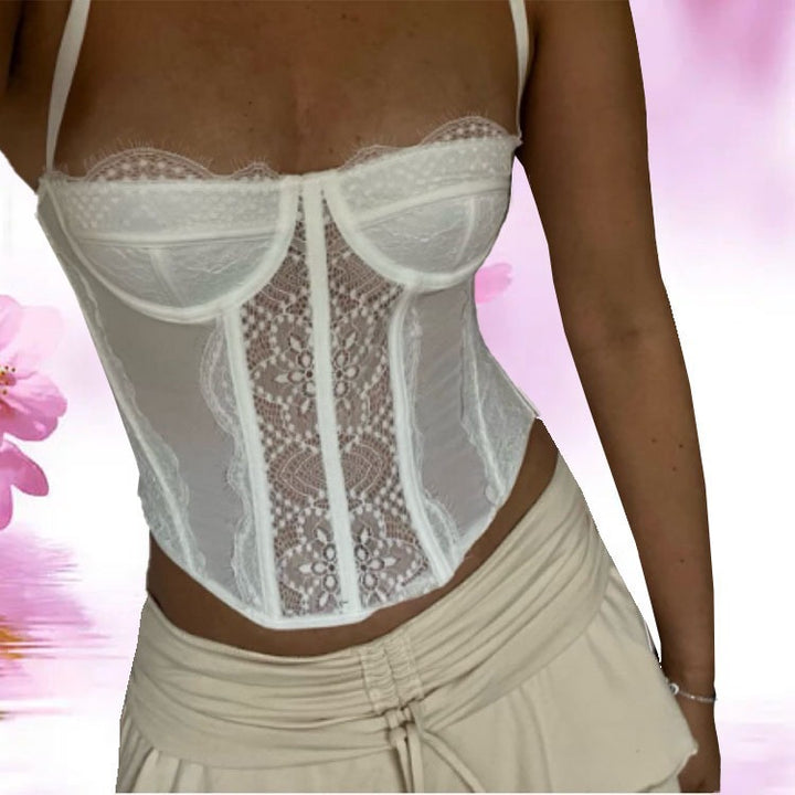 Damen Spitzen-Corsage mit verstellbaren Trägern und formendem Schnitt Drune
