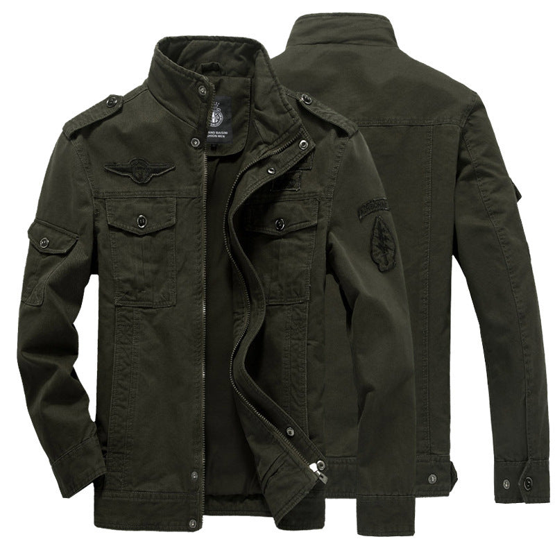 Herren Canvas Fieldjacke im Military-Style mit Schulterklappen und Mehrfachtaschen Drune