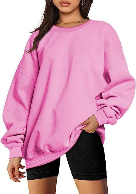 Damen nan extralanger Oversize-Sweatpullover mit Ballonärmeln, geripptem Saum und angerauter Innenseite Drune