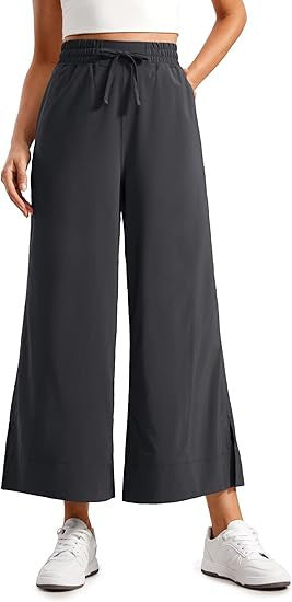 Damen nan weite Culotte-Hose mit elastischem Bund, Tunnelzug und seitlichen Schlitzen Drune