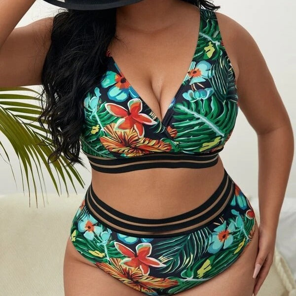 Damen Bunt gemusterter Bikini mit breitem Unterbrustband Drune