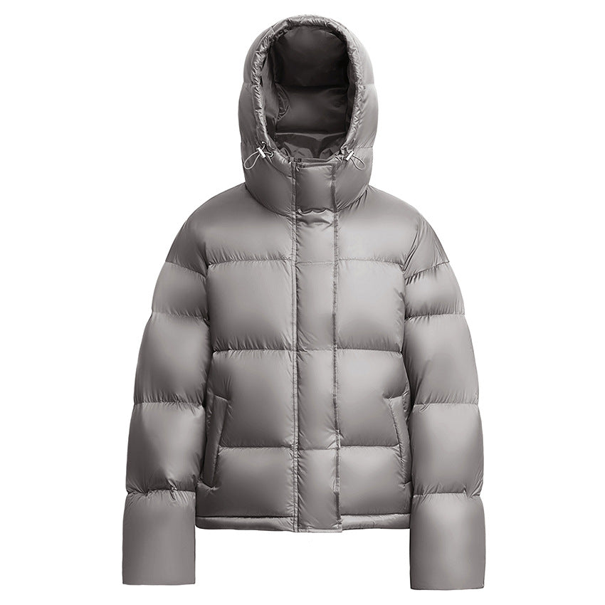 Damen Kurze boxy gesteppte Daunenjacke mit Kapuze Drune