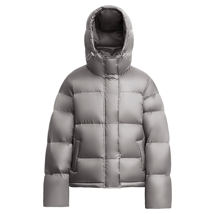 Damen Kurze boxy gesteppte Daunenjacke mit Kapuze Drune