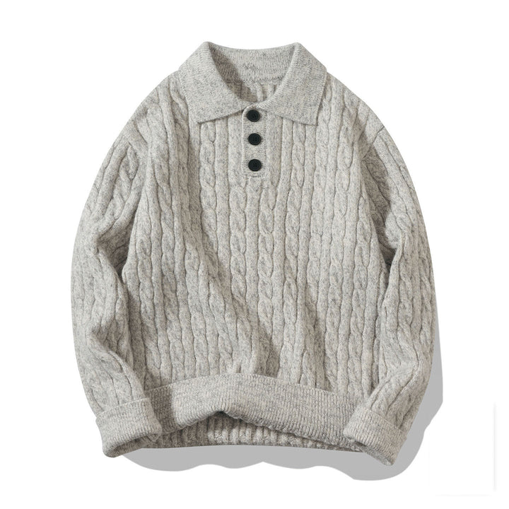 Herren Gemütlicher Grobstrickpullover mit Knopfleiste Drune