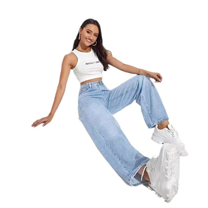 Damen Weit geschnittene Jeans im Vintage-Stil Drune