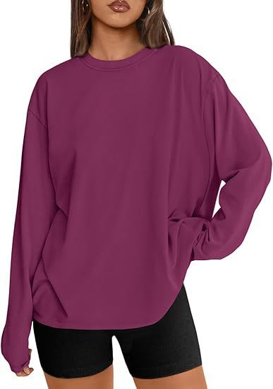 Damen Oversize-Sweatshirt mit Rundhalsausschnitt und verlängertem Saum Drune