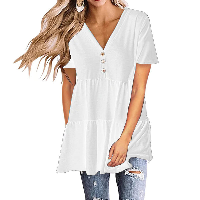 Damen Tunika mit Rüschensaum und Knopfdetails Drune