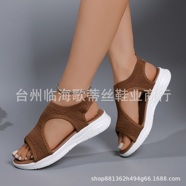 Damen Atmungsaktive gestrickte Komfort-Sandalen mit dicker Dämpfungssohle Drune