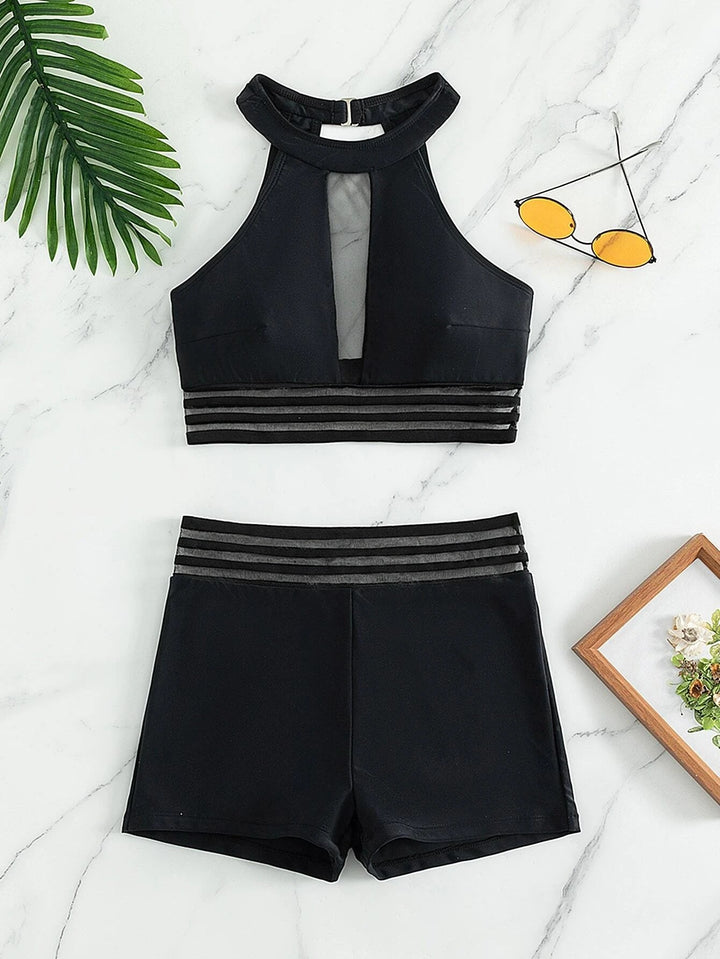 Damen Sportlicher Badeanzug mit Netzdetails Drune