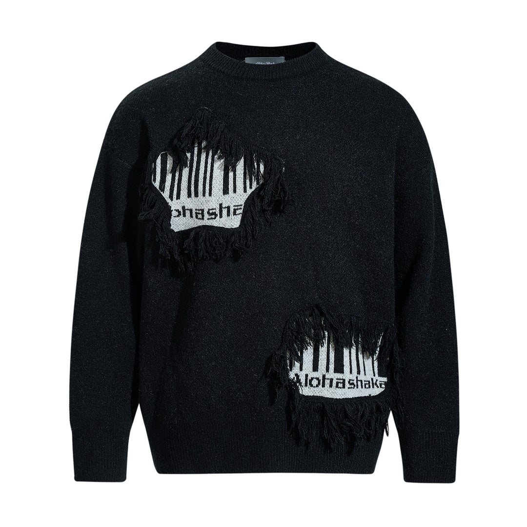 Herren Strickpullover mit Fransen-Applikation und Intarsien Drune