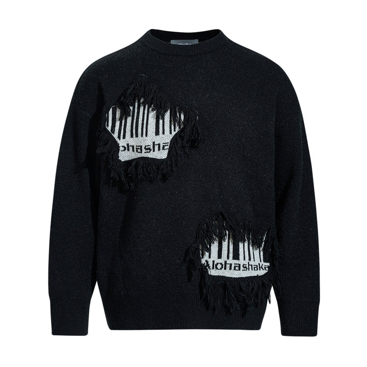 Herren Strickpullover mit Fransen-Applikation und Intarsien Drune