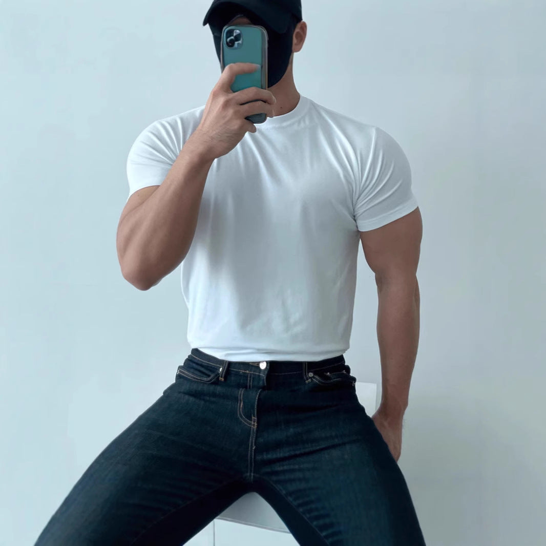 Herren körperbetontes T-Shirt aus reinem Baumwollmaterial Drune