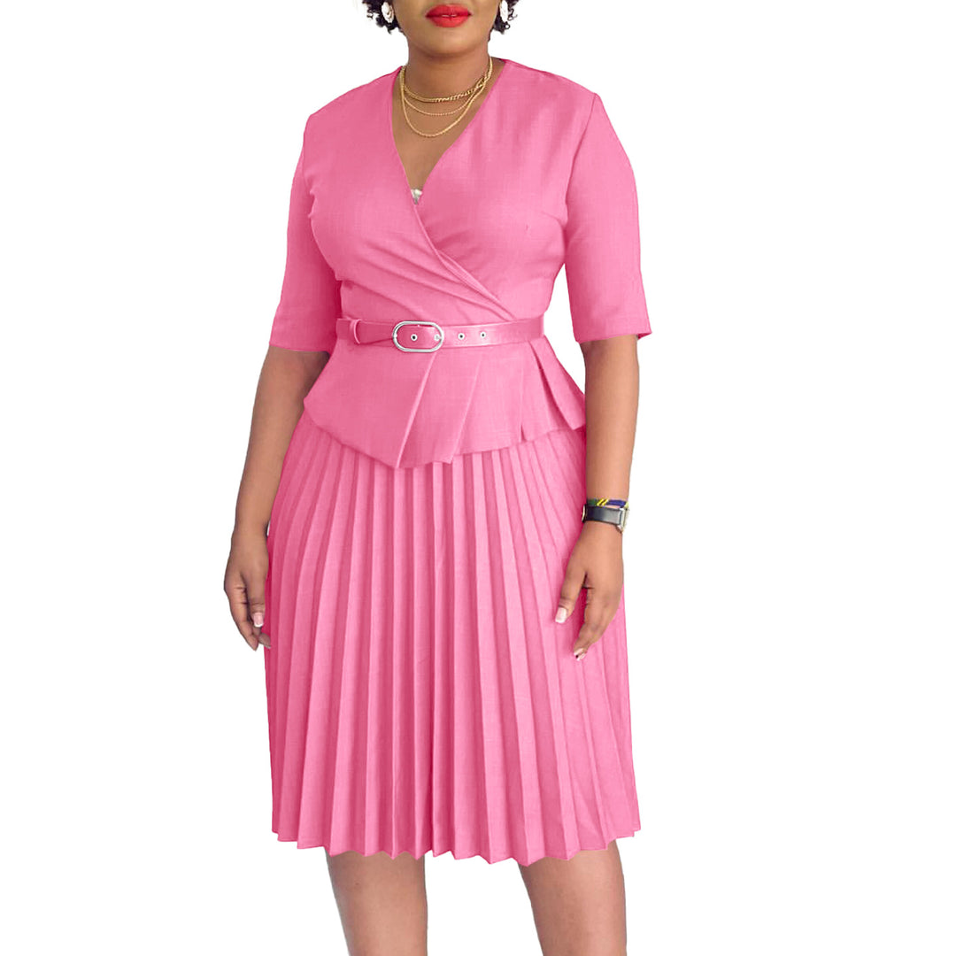 Damen Faltendes Kleid mit tailliertem Oberteil und abnehmbarem Gürtel Drune