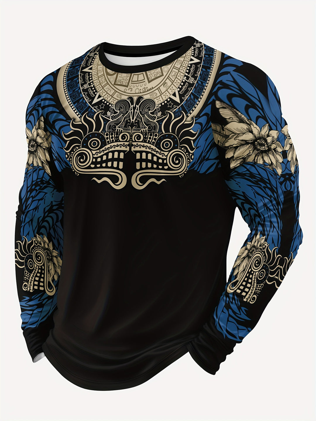 Herren Sportliche Langarmshirt mit einzigartigem Aztekenmotiv Drune