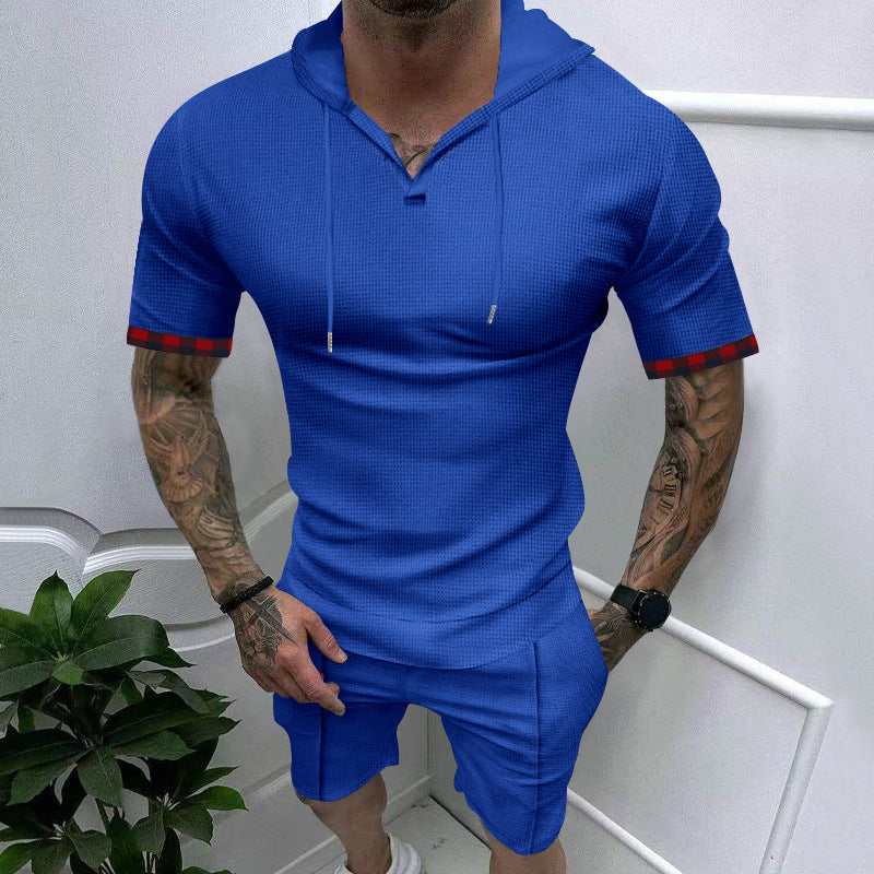 Herren modisches Sportensemble mit kurzer Hose und Kapuzenoberteil Drune