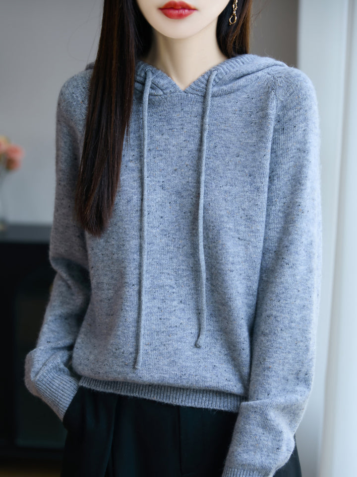 Damen Weicher Feinstrick-Kapuzenpullover mit Nep‑Garn und gerippten Bündchen Drune