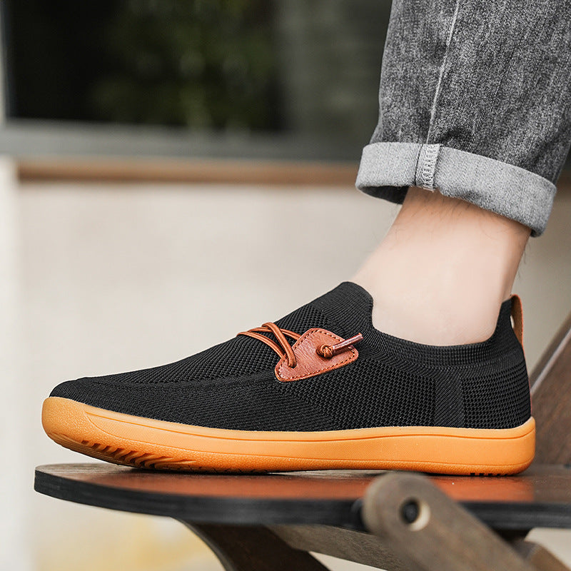 Herren gestrickter Mokassin-Slipper mit elastischem Schaft, Zierösen und stoßdämpfender Flexsohle Drune
