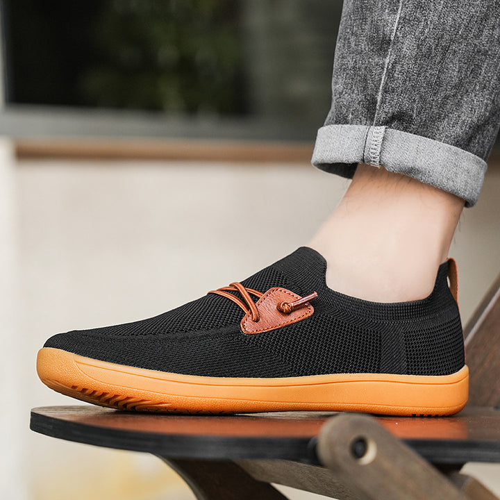 Herren gestrickter Mokassin-Slipper mit elastischem Schaft, Zierösen und stoßdämpfender Flexsohle Drune