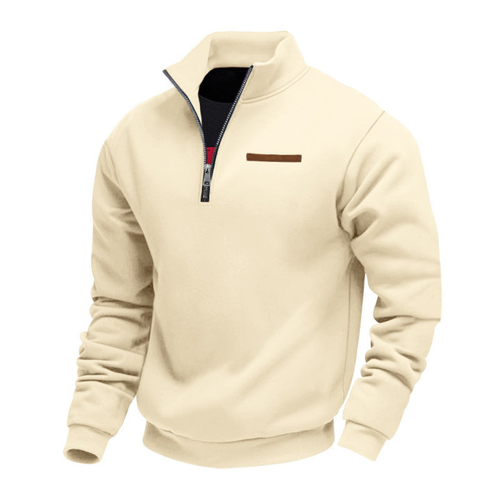 Herren nan Halbzip-Sweatshirt aus schwerem Fleece mit Stehkragen und verdeckter Brusttasche Drune
