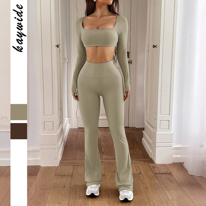 Damen Sportliches Zweiteiliges Set mit Langarmoberteil und Schmalen Leggings Drune