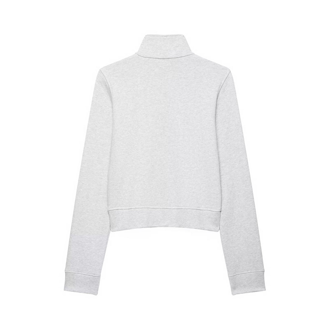 Damen Kurze Sweatjacke im Militärstil mit Stehkragen und dekorativer Knopfleiste Drune