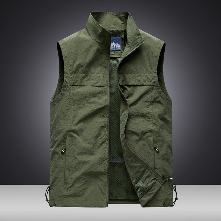 Herren Leichte wind- und wasserabweisende Utility-Weste mit Stehkragen, Mesh-Futter & verstellbarem Saum Drune