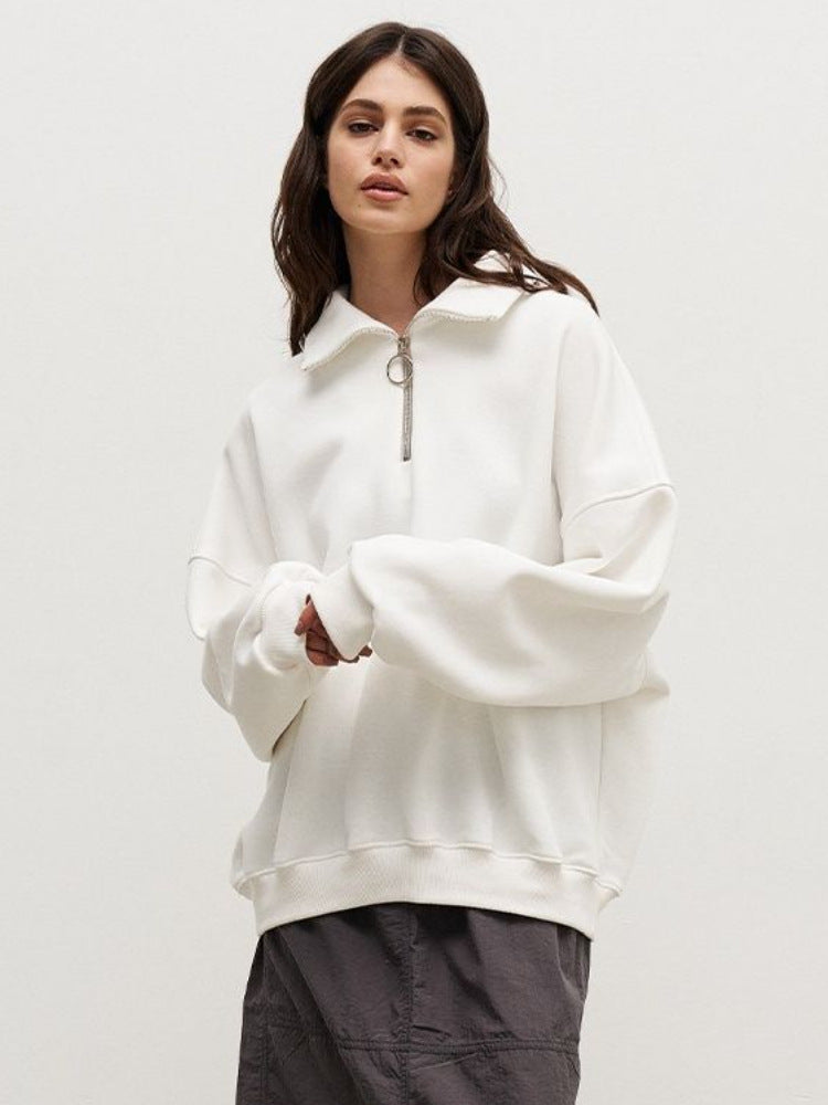 Damen Sweatshirt mit Zip-Kragen und lässigem Schnitt Drune