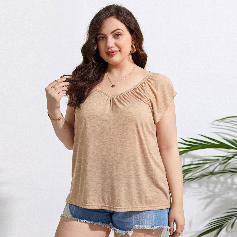 Damen lässiges Viskose-Oberteil mit lässigem Schnitt und elegantem V-Ausschnitt Drune